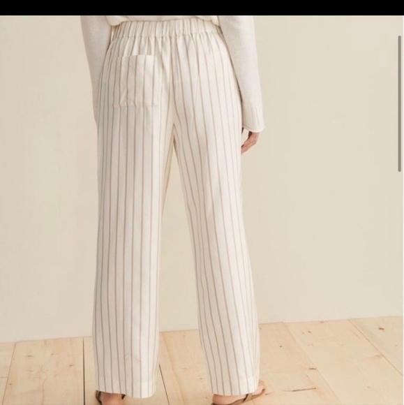 Jenni Kayne Yellow Striped Bianca Pants Straight Wide Leg Pockets NEW - Picture 13 of 14